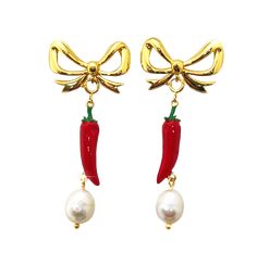 Some like it hot, and for those that do, there’s the Chilli earrings. The spring ring attachment allows the Chilli charm to be clipped onto most Bunx necklaces, bracelets, or earrings. 🌶️ Details 🌶️ ✱ 18k gold coated brass ✱ Enamel coating ✱ Baroque pearl Gold-tone Jewelry As A Gift, Yellow Gold Clip-on Jewelry For Gift, Gold Plated Clip-on Jewelry Gift, Gold-tone Clip-on Jewelry As Gift, Gold-tone Clip-on Jewelry For Gift, Clip-on Dangle Jewelry For Gifts, Gift Clip-on Dangle Jewelry, Gold Plated Clip-on Earrings As Gift, Gold-tone Clip-on Earrings For Gifts