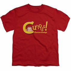 a red t - shirt with the words curo's curious george on it