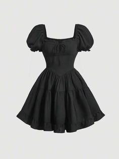 Casual Dress For School, Classic Black Dress Short, Prom Dresses Short With Sleeves, Cute Dresses Lulus, Dresses 13-14, Cute Mid Length Dresses, Black Dress Inspo Casual, Black And White Dress Short, Dresses To Wear To A School Dance