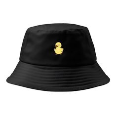 Add a touch of cuteness to your summer style with our Cute Duckling Embroidered Bucket Hat. Crafted from 100% cotton, this hat offers both comfort and durability, making it the perfect accessory for sunny days. Featuring an adorable duckling embroidery, this hat is sure to capture attention and bring a smile to your face. The intricate details and vibrant colors make it a standout accessory for any animal lover. Designed with a short brim, this bucket hat offers protection from the sun while keeping you cool and stylish. The stitched ventilation eyelets ensure optimal airflow, enhancing breathability and comfort. Available in two sizes, S/M (55CM/22INCHES) and L/XL (60CM/23.6INCHES), you can choose the size that best fits your head. Key Features: Cute Duckling Embroidery for a Playful Touc Cute Cotton Sun Hat For Vacation, Playful Cotton Bucket Hat For Vacation, Fun Cotton Bucket Hat For Vacation, Playful Cotton Sun Hat Cap, Cute Adjustable Cotton Sun Hat, Cute Cotton Brimmed Sun Hat, Cute Brimmed Cotton Sun Hat, Black Novelty Cotton Hat, Cute Cotton Bucket Hat