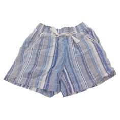 Briggs Women's Small Blue & White Striped Pull On Shorts. These Are Brand New With Tags The Shorts Are 55% Linen 45% Rayon 13.5" From Side Seam To Side Seam At The Waist 5" Inseam All Measurements Are Taken While Item Is Laying Flat Blue Short Leg Bottoms For Beach Season, Blue Bermuda Shorts With Relaxed Fit, Blue Bermuda Bottoms With Elastic Waistband, Blue Relaxed Fit Shorts For Vacation, Light Blue Short Bottoms For Beach, Summer Blue Short Bottoms, Summer Short Blue Bottoms, Blue Bermuda Summer Bottoms, Casual Light Blue Shorts For Vacation