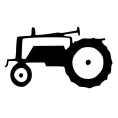 a black and white silhouette of a tractor