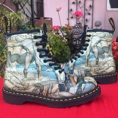 Nwot Dr. Martens X Tate Museum Artist Series Collection. 1460 Boots The Featuring The Artwork Of One Of William Blake’s Most Famous And Provocative Paintings; Satan Smiting Job With Sore Boils C. 1826. *New Without Tags Or Box* Women’s Size 8, Men’s 7, Uk 6, Eu 39. P324145dm One Of His Most Famous And Provocative Paintings; Satan Smiting Job With Sore Boils C. 1826. In This Image, Blake Represents A Scene From The Biblical ‘Book Of Job’. Throughout The Text, The Presence Of Evil And Suffering In Tate Museum, Book Of Job, William Blake, Moto Boots, Blue Yellow, Paintings, Women Shoes, Tags, Boots