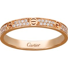 Cartier - Love ring, SM - Ring Woman Pink gold/Diamond - Love ring, small model, 18K pink gold, set with 72 brilliant-cut diamonds totaling 0.19 carats. Width: 2.6mm. Bracelet Cartier, Enhancer Ring, Cartier Love Ring, Yellow Gold Diamond Ring, Ringe Gold, Cartier Jewelry, Elegant Bedroom, Classy Jewelry, Expensive Jewelry