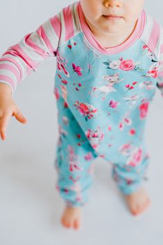 Tiny ballet dancing animals!!! Soft cotton lycra jersey romper. Playful Blue Jumpsuits And Rompers For Loungewear, Playful Spring Onesie For Playwear, Playful Fitted Onesie For Sleepovers, Cotton Stretch Bodysuit For Playtime, Fitted Playful Jumpsuits And Rompers For Playtime, Playful Fitted Jumpsuits And Rompers For Loungewear, Playful Onesie For Summer Sleepovers, Playful Summer Onesie For Sleepovers, Playful Pink Bodysuit For Loungewear