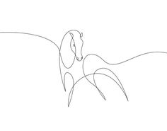 a line drawing of a horse with its head in the air and it's tail out