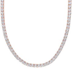 Adorned with lab-created white sapphires, this 18k rose gold over sterling silver tennis necklace is a sparkling accessory you'll love. Adorned with lab-created white sapphires, this 18k rose gold over sterling silver tennis necklace is a sparkling accessory you'll love.Click on this JEWELRY & WATCHES GUIDE to learn about fit, styles, materials and more! Clasp: box Nickel free Metal: sterling silver Length: 17 in. Packaging: boxed Plating: 18k rose gold flash plated Finish: polished Chain type: Classic Rose Gold Tennis Necklace Gift, Rose Gold Brilliant Cut Tennis Necklace For Anniversary, Rose Gold Round Tennis Necklace As A Gift, Anniversary Rose Gold Brilliant Cut Tennis Necklace, Rose Gold Tennis Necklace With Diamond Accents For Anniversary, Rose Gold Diamond Tennis Necklace With Accents, Rose Gold Tennis Necklace With Diamond Accents, Anniversary Rose Gold Tennis Necklace With Diamond Accents, Classic Rose Gold Round Tennis Necklace