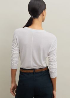 Wool Jersey Henley Top | ME+EM Fine Knit Workwear Tops With Minimal Stretch, Effortless Fitted Tops For Layering, Effortless Business Casual Tops For Fall, Fine Knit Button-up Top For Work, Casual Fine Knit Button-up Tops, Ankle Sleeve, Layered Tops, Henley Top, Fabric Tape