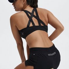 Brand Fabletics Accelerate 2-Piece Outfit M Black/Reflective Silver *Belle High Impact Sports Bra Adjustable Breathable Moisture-Wicking Strappy * Breathe Run Short Lined Zip Pocket Split Sides For Mobility, Ultra-Breathable 3.5 Inch Shorts And Adjustable Drawcord. Key Pocket And Reflective Back Pocket 100% Polyester 89% Polyester/ 11% Elastane Black Nylon Sports Bra With Go-dry Technology, Black Go-dry Nylon Sports Bra, Black Nylon Go-dry Sports Bra, Go-dry Black Nylon Sports Bra, Black Sports Bra With 4-way Stretch, Black Nylon Activewear For Workout, Black Nylon Sports Bra For Light Sports, Black Activewear With Light Support, Black 4-way Stretch Activewear For Light Sports