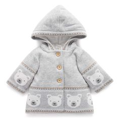 Polar Bear Padded Jacket-OUTERWEAR-Purebaby-Joannas Cuties Magnolia Baby, Baby Bling, Teether Toys, Kickee Pants, Elegant Baby, Winter Walk, Arctic Animals, Sun With Sunglasses, Toy Brand