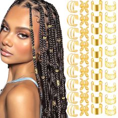 PRICES MAY VARY. Value Pack:One pack including 4 different style hair cuffs ear clips,quantity of each style is 10pcs,total is 40pcs.One pack has enough quantity to satisfy your needs,multi shape cuffs allows you to create various hairstyle. Good Quality:These gold loc dreadlock jewelry are made of high-quality alloy,which makes our product not easily broken and can be used repeatedly.The smooth surface won't hurt your hair when you use it. Easy To Use:Adjustable hair cuffs rings is easy to use, Silver Hair Jewelry, Braids 2024, Jewelry For Braids, Egyptian Hairstyles, Hair Braid Beads, Hair Jewelry For Braids, Dreadlock Jewelry, Braid Accessories, Dreadlock Accessories