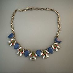 New Without Tags J. Crew Blue Jeweled Statement Necklace. Gold Tone. Blue Jewels With Green And Pink Details. About 18 Inches Long. Statement Necklace Gold, Pink Details, J Crew Jewelry, Green And Pink, Necklace Gold, Blue Gold, Womens Jewelry Necklace, J Crew, Statement Necklace