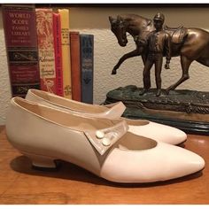 Perry Ellis Cream Ivory & Tan Leather Buttoned Granny Victorian Mary Janes Low Heels. Woman's Size 7m. Made In Italy. Nwt. Measurements: Length 10.5" Width 3" Heel 1 1/2" Beautiful New With Tags Vintage 80's Shoes In Amazing Condition. Please See Pictures. Comes From A Pet And Smoke Free Home. #137 80s Shoes, Victorian Shoes, Perry Ellis, Vintage Shoes, Vintage Tags, Low Heels, Tan Leather, Character Shoes, Mary Janes