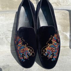 Asos Mens Size Black Suede Dragon Embroidery Brand New With Original Box Dragon Embroidery, Gentleman Shoes, Slip Ons, Loafer Shoes, Black Suede, Gentleman, Original Box, Men's Shoes, Asos