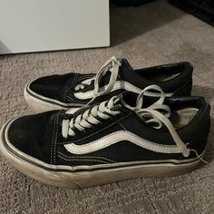 Heavily Used But Somehow Still In Fair Condition. These Things Will Last You For The Rest Of Your Life I Swear!! White Rubber Is Pretty Scuffed But Could Probably Be Cleaned To Look Brand New. Vans Shoes Aesthetic Grunge, Dirty Vans, Dad Core, Vans Aesthetic, Grunge Shoes, Dirty Shoes, Playlist Ideas, Emo Aesthetic, Style Goals