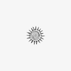 a black and white drawing of a sun with spirals on it's side