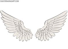 two white wings with the words easy drawing com