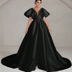 This Polished Princess Gown Features A Carefully Plunge Bodice With An Enormous, Sleeve Detail And Wavy Skirt Of Glamorous Volume. Marigold Dress, Velvet Slip Dress, Cold Shoulder Maxi Dress, Jersey Knit Dress, Princess Gown, Ruched Midi Dress, Flare Mini Dress, Lace Dress Black, Silk Mini Dress