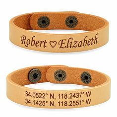 High Quality Genuine Light Brown Leather Bracelet With Free EngravingLook cool and casual with this down-to-earth Personalized Quality Genuine Light Brown Leather Bracelet. This 10mm light brown leather band is a versatile piece that can be worn on its own for a simple look or layered with other pieces for a stylish appeal. The leather can be engraved with your text of choice up to 2 lines of 30 characters each for a more personal touch. Adjustable snap fastenings secure it firmly in place. Grea Engraved Promise Rings, Personalized Leather Bracelet, Forever Gifts, Brown Leather Bracelet, Light Brown Leather, Down To Earth, Bracelet Crafts, Black Stainless Steel, Personalized Leather