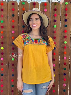 This flirty lace sleeve blouse boasts a Traditional Mexican floral design combined with a modern style blouse. It has hand embroidered flowers, lace sleeves and a knit neckline. MORE COLORS AVAILABLE HERE: https://www.etsy.com/es/listing/782215311/blusa-floral-con-encaje-bluson-mexicano?ref=listing_published_alert Casual Multicolor Tops With Embroidered Sleeves, Summer Tops With Multicolor Embroidered Sleeves, Summer Tops With Multicolor Embroidery And Embroidered Sleeves, Summer Festival Tops With Embroidered Sleeves, Summer Festival Top With Embroidered Sleeves, Embroidered Sleeve Tops For Summer Festivals, Yoke Tops For Spring, Casual Yoke Tops For Spring, Multicolor Embroidered Sleeve Summer Tops