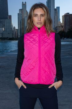 Due to popular demand, the Golftini Wind Vest now comes in a rich, vibrant hot pink! The high-end quilted fabric is soft and lightweight, yet durable. Wear this solid vest with your favorite Golftini skort to complete your look.