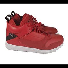 Boys Jordan Fadeaway (Gs) Color: Gym Red / Black- White- Black Size: 6.5 Y Model #: Ao1331 Shelf #: 1497 Red Casual High-top Training Sneakers, Casual Red High-top Training Sneakers, Casual Red High-top Sneakers For Training, Red Jordan Shoes With Abzorb Midsole, University Red Synthetic Basketball Shoes With Round Toe, Red Jordan Sports Shoes With Abzorb Midsole, Red Mid-top Jordan Shoes With Laces, Casual Red High-top Jordan Shoes, Jordan Training Shoes With Red Sole