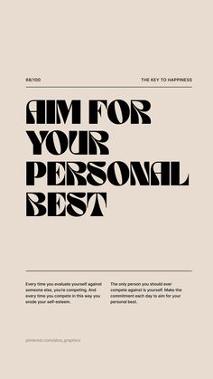 Aim For Your Personal Best Motivational Quote Art Print Inspirational Quote Aesthetic, Professional Motivation, Motivational Printables, Phrase Quotes, Job Satisfaction, Quote Art Print, Business Career