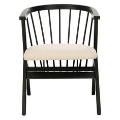 a black chair with a white seat cushion