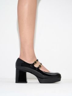 Black Jaylin Patent Block Heel Mary Janes - CHARLES & KEITH US Charles Keith, Mary Jane Heels, Classic Shoes, Shoe Style, Mary Janes, Minimalist Fashion, Block Heels, Sleek, Heels