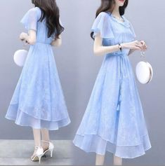 Top Seller for Skirt waist embroidered chiffon midi dress lady' blue summer dress , Women's Dresses Pakaian Feminin, Korean Fashion Dress, Stylish Dresses For Girls, Modieuze Outfits, Mesh Skirt, Fashion Dresses Casual, Slim Dresses, 여자 패션, Girls Fashion Clothes