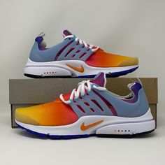 Nike Air Presto ‘Sunrise Sunset’ Size M (Men’s Sizes 9-11 / Women’s Sizes 10.5-12.5) Size L (Men’s Sizes 11-13 / Women’s Sizes 12.5-14.5) Brand New In Box. 100% Authentic. Any Questions Or Concerns, Feel Free To Message Us. Summer Sports Sneakers With Air Max Cushioning, Sporty Rainbow Sneakers With Branded Insole, Custom Multicolor Sneakers For Light Sports With Boost Midsole, Rainbow Sporty Sneakers For Summer, Sporty Rainbow Sneakers For Summer, Colorful Sporty Sneakers For Summer, Colorful Sporty Summer Sneakers, Colorful Nike Sporty Sneakers, Summer Sports Sneakers With Boost Midsole