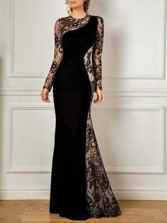 Mermaid / Trumpet Mother of the Bride Dress Wedding Guest Party Elegant Jewel Neck Floor Length Lace Velvet Long Sleeve No with Appliques Color Block 2023 9417449 2023 – $149.99 Embroidered Mesh Dress, Elegant Black Dress, فستان سهرة, Fall Wedding Dresses, Maxi Dress Evening, Mother Of The Bride Dress, Jewel Neck, Fesyen Wanita, Mother Of The Bride Dresses