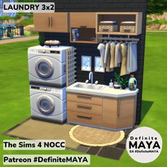 the sims 4 nocc bathroom is designed to look like a laundry room with washer and dryer