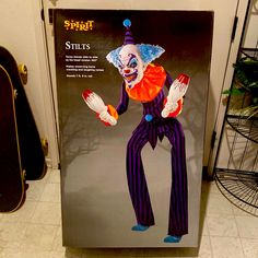 an advertisement for a clown costume is shown on the wall