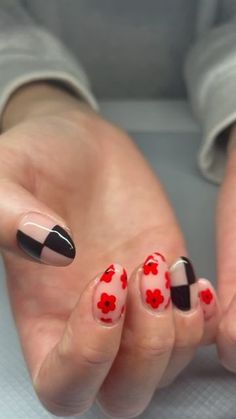 Red Checkered Nails, Fun Red Nails, Zebra Nails, Instagram Flowers, January 20, Manicure Y Pedicure, Funky Nails