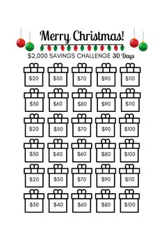 the christmas savings worksheet