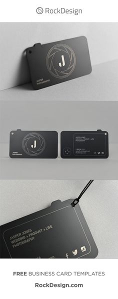 some black and white business cards on top of each other