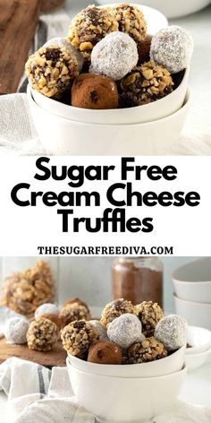 sugar free cream cheese truffles in a white bowl