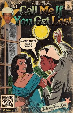 an old comic book cover with a man talking to a woman