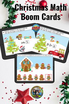 christmas math boom cards for kids to practice numbers and addition skills with the holiday theme