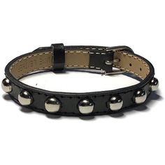 "Black Studded Black  Leather Bracelet  -  Silver Round Studs - 10mm Black Leather Wristband  This black leather wristband is 10mm wide and about 8 inches long.   It can fit a wrist 7.5\" around.                                                        It have added 6mm  Silver Round Cone Studs evenly spaced across the center. It has a silver watch band style buckle with 7 punched holes so it can be adjusted to fit whatever size wrist you may have. It's perfect for a biker or rocker or that male o Black Leather Bracelets With Studs, Black Edgy Wristband With Studs, Black Leather Bracelet With Studs, Adjustable Black Spiked Wristband, Black Gothic Leather Bracelet With Studs, Black Leather Bracelet, Buckle Bracelet, Leather Wristbands, Studded Leather