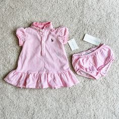 Size 3mo Dress And Bloomer: 100% Cotton. Machine Washable Ruffle Trim Collar Signature Embroidered Pony At The Left Chest. Three-Button Placket. Tiered Ruffled Hem. Puffed Short Sleeves With Ribbed Armbands. Fitted Gingham Sets For Spring, Spring Gingham Sets With Ruffles, Cute Ruffled Ralph Lauren Dresses, Ralph Lauren Cotton Playtime Dress, Ralph Lauren Cotton Dresses For Playtime, Cute Ralph Lauren Dress With Ruffles, Playful Plaid Sets For Spring, Cute Plaid Sets For Spring, Cute Plaid Spring Sets