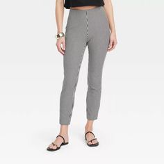 Women's Bi-stretch Skinny Pants - A New Day™ : Target Spring Workwear Straight Leg Jeggings, Fitted High Rise Leggings For Workwear, High Rise Fitted Leggings For Workwear, Chic Stretch Leggings With Pockets, Chic Mid-rise Jeggings For Work, Chic Jeggings For Fall Workwear, Chic Spring Jeggings For Workwear, Chic Elastane Jeggings For Fall, Chic Fall Jeggings For Work