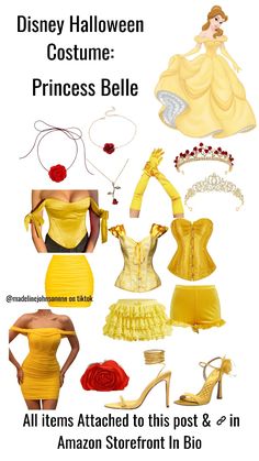 the princess costume is shown with all items attached to it