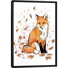 a red fox sitting on top of leaves in the fall ipad case / skin protector