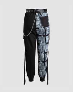 Details: Straight leg pants with belt and chain decorationsLength: LongMaterials:95% Cotton + 5% Spandex Chain Decorations, Belt Pants, Pants With Belt, Belted Pants, Straight Leg Pants, Leg Pants, Black Pants, Straight Leg, Spandex