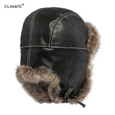 CLIMATE Winter Warm Thicken Hat Trend Bomber Hats Ear Protect Face Windproof Pilot'sFur Hat Russian Winter Hat Men, Russian Ushanka, Russian Hat, Ski Cap, Hat Men, Winter Hat, Warm Winter, Hats For Men, Caps Hats