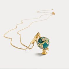 Globe Pendant Necklace – Selenichast Charm Necklace With Round Pendant, Enamel Round Pendant Charm Necklace, Celestial Objects, Astrology Jewelry, Steampunk Accessories, Jewelry Lockets, Tiny Things, Statement Jewellery, Enamel Necklaces