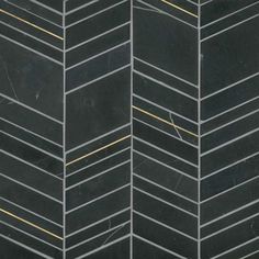 a black and gold herringbone tile pattern with lines in the center, on top of each other