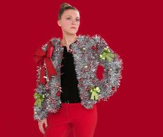 13 Cheap, Easy and Remarkably Ugly Christmas Sweaters You Can Totally Make Diy Tinsel Sweater, Easy Dyi Ugly Christmas Sweaters, Ugly Christmas Sweater Women Ugly Christmas Sweater, Tinsel Sweater, Ugly Christmas Sweater Party Ugly Christmas Sweater, Tacky Sweater Christmas Party Ugly Christmas Sweater, Making Ugly Christmas Sweaters, Ugly Christmas Sweater Diy Funny, Christmas Costumes Women